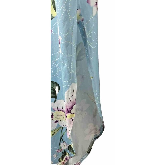Hount Maxi Dress Blue Floral Tank Large Pockets Side Slits Stretch Sundress - Picture 5 of 9